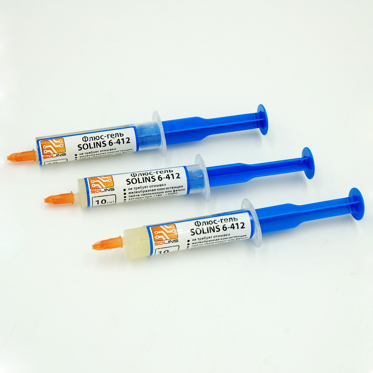 Флюс-гель безотмывочный SOLINS 6-412 ROL0 NC 10 см3 (9,4 г) (3шт)