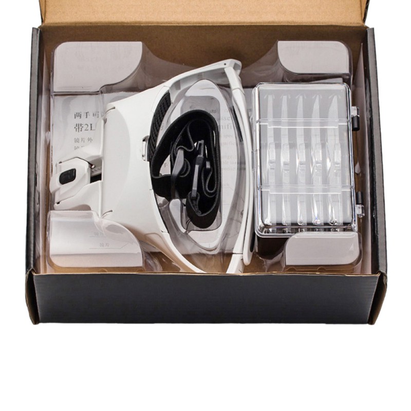 Очки монтажные с набором линз (5шт. -1.0/1.5/2.0/2.5/3.5) и подсветкой