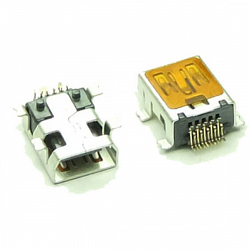 Разъем зарядки Alcatel ot708/ Philips 10pin (mini-USB на плату перевернутый) Original